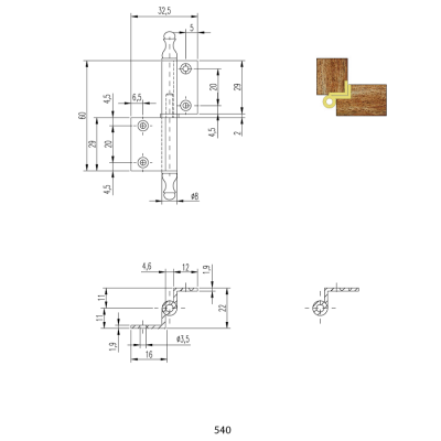 Петля мебельная 540 FS