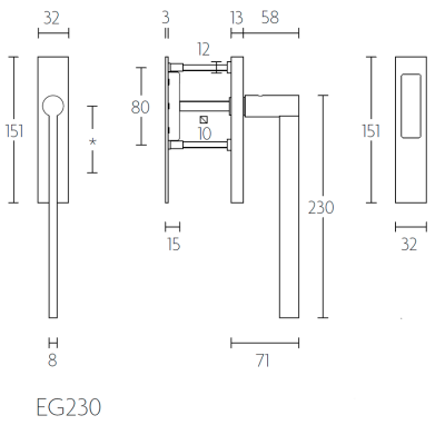 Ручка для террасных дверей EG230