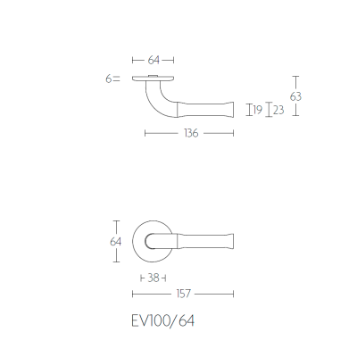 Ручка дверная EV100/64