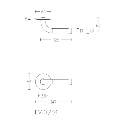 Ручка дверная EV101/64