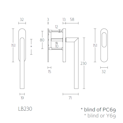 Ручка для террасных дверей LB230