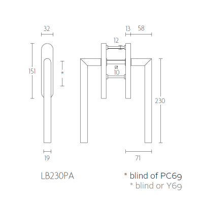 Ручка для террасных дверей LB230