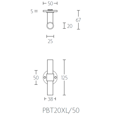 Ручка дверная PBT20/50