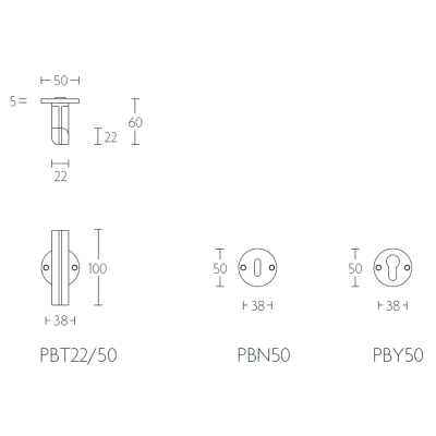 Ручка дверная PBT22/50