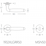 Ручка дверная 1932XLGRR50