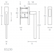 Ручка для террасных дверей EG230